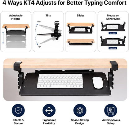 Keyboard Tray Under Desk Slide Out Clamp On (Black)