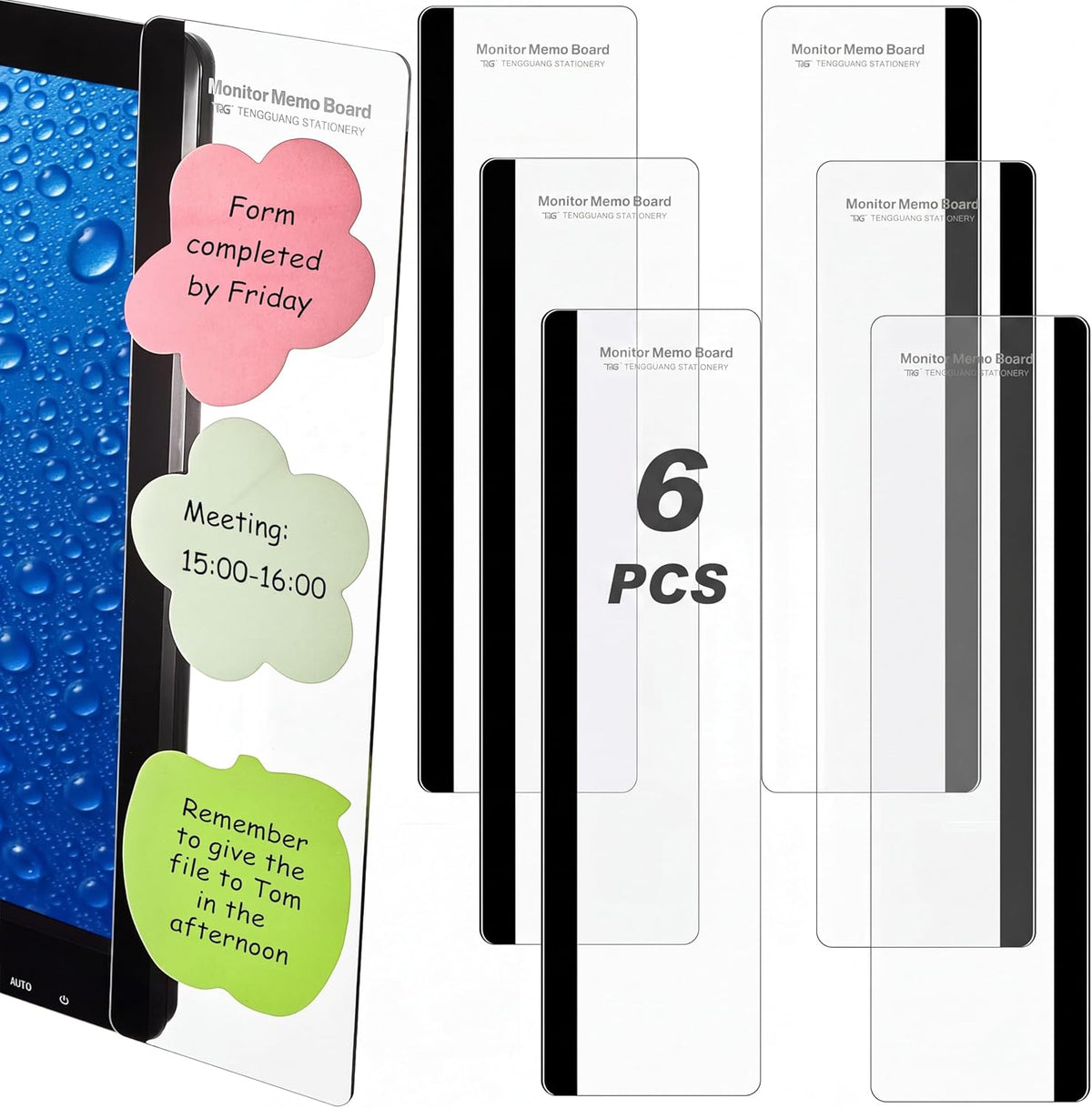 4 Pieces Monitor Memo Board for Computer Transparent Acrylic