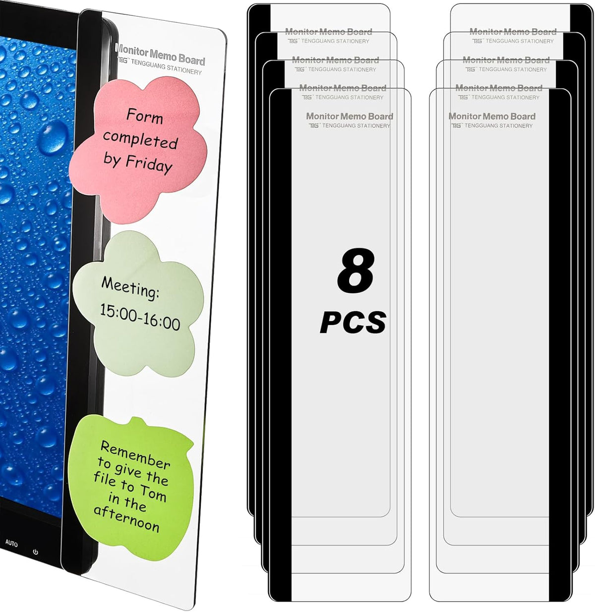 4 Pieces Monitor Memo Board for Computer Transparent Acrylic
