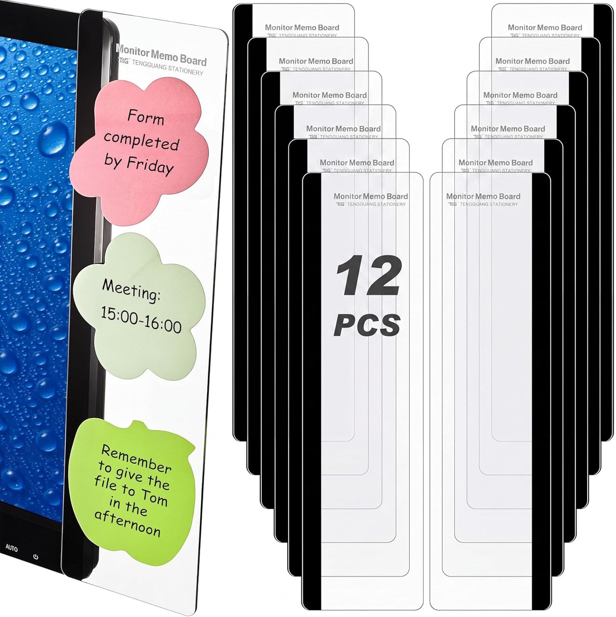 4 Pieces Monitor Memo Board for Computer Transparent Acrylic