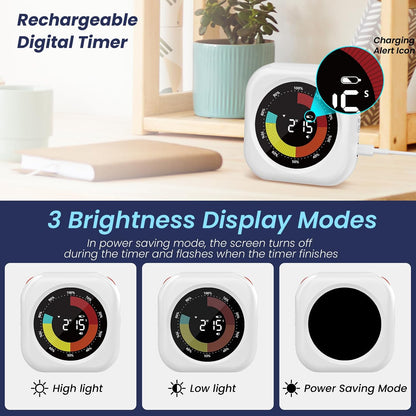 Visual Timer for Kids, Rechargeable 10-Hour Countdown/Up Timer