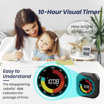 Visual Timer for Kids, Rechargeable 10-Hour Countdown/Up Timer