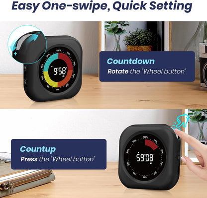 Visual Timer for Kids, Rechargeable 10-Hour Countdown/Up Timer