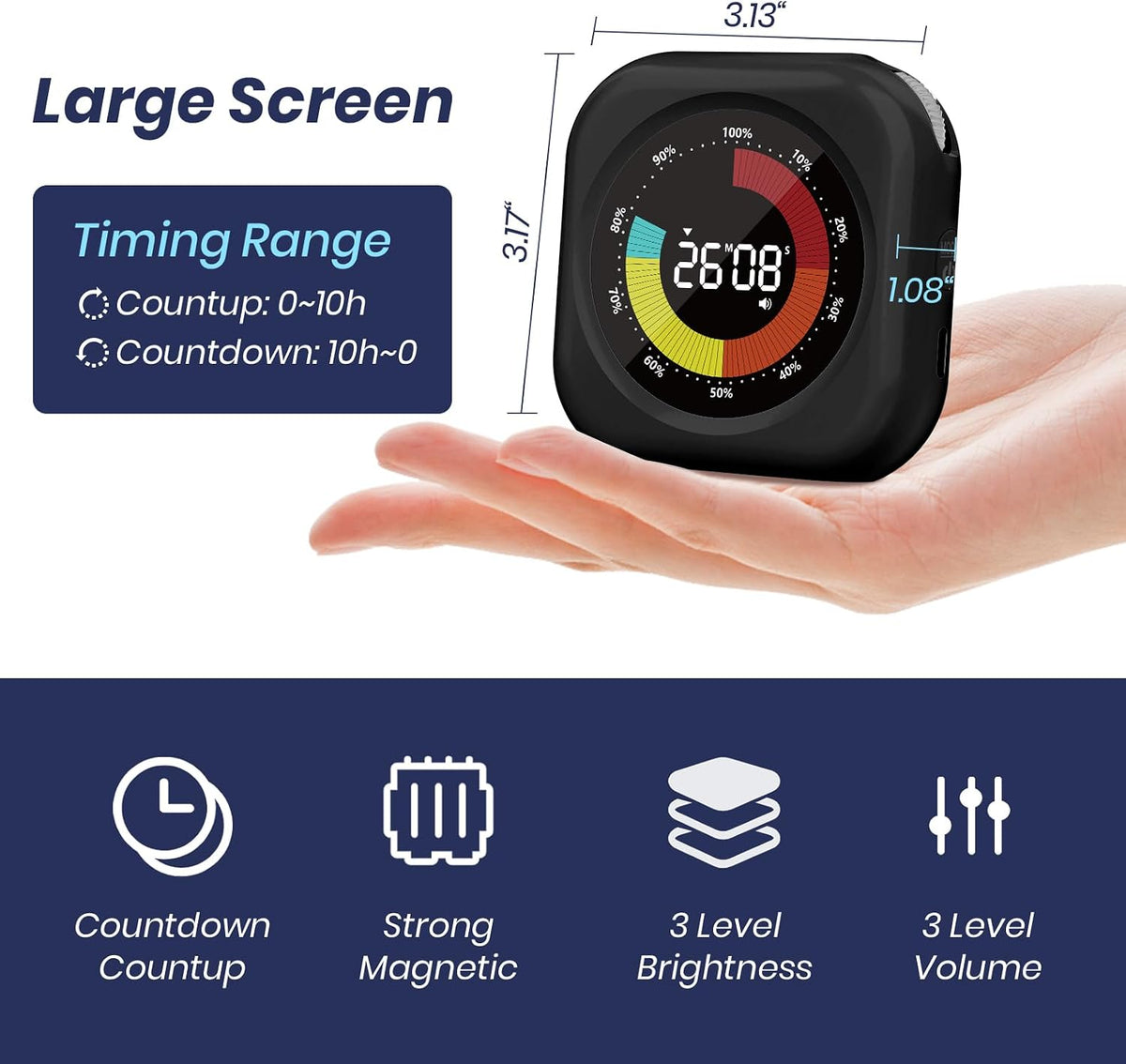 Visual Timer for Kids, Rechargeable 10-Hour Countdown/Up Timer