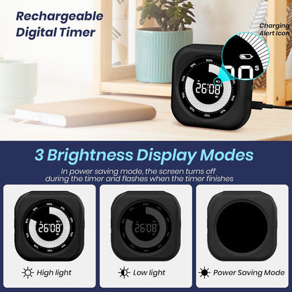 Visual Timer for Kids, Rechargeable 10-Hour Countdown/Up Timer