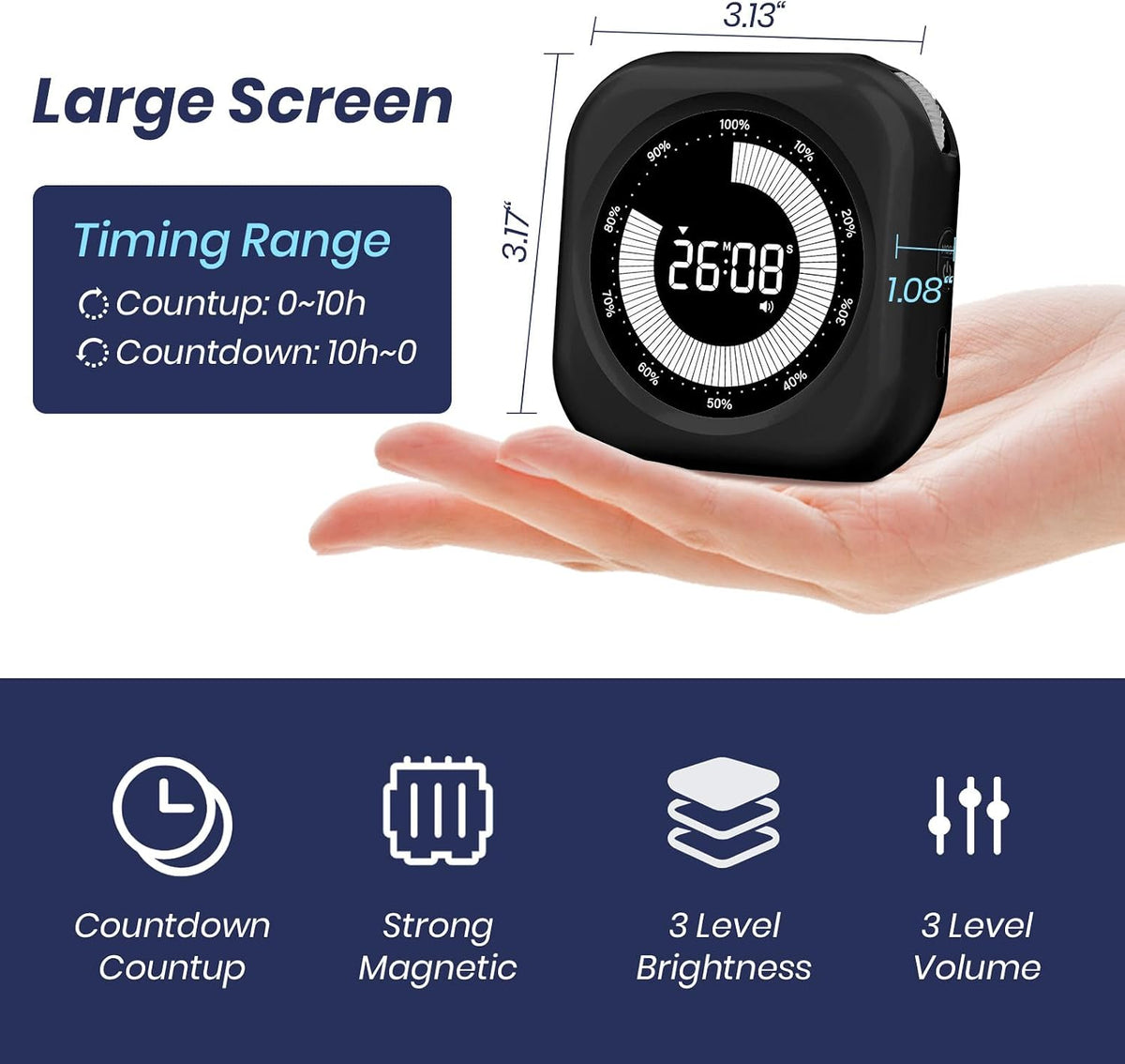 Visual Timer for Kids, Rechargeable 10-Hour Countdown/Up Timer