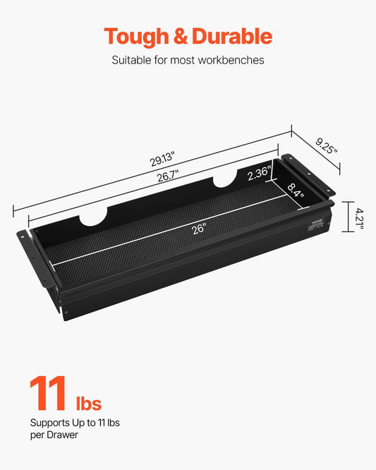 Under Desk Drawer Slide Out, 26 inch Under Desk Mounted Pull-out Drawer Attachment, Hidden Under Counter Drawers for office Home Sit Stand Workstation, Black