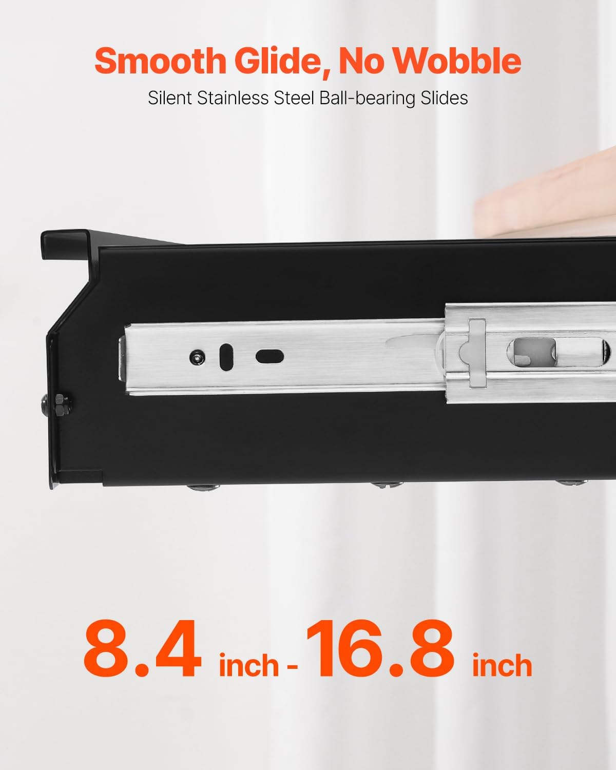 Under Desk Drawer Slide Out, 26 inch Under Desk Mounted Pull-out Drawer Attachment, Hidden Under Counter Drawers for office Home Sit Stand Workstation, Black