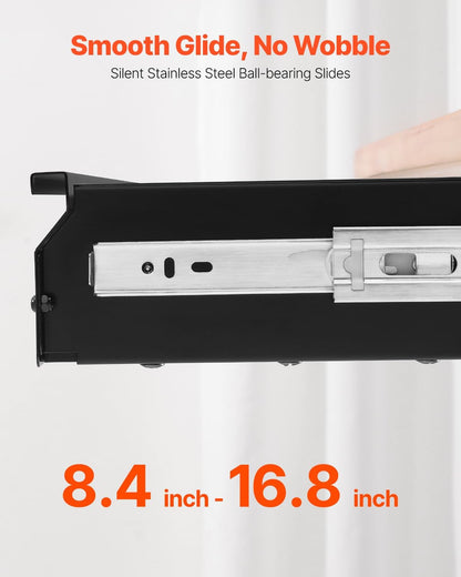 Under Desk Drawer Slide Out, 26 inch Under Desk Mounted Pull-out Drawer Attachment, Hidden Under Counter Drawers for office Home Sit Stand Workstation, Black