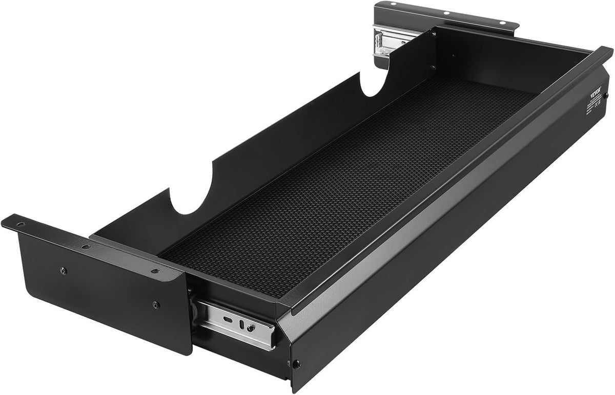 Under Desk Drawer Slide Out, 26 inch Under Desk Mounted Pull-out Drawer Attachment, Hidden Under Counter Drawers for office Home Sit Stand Workstation, Black