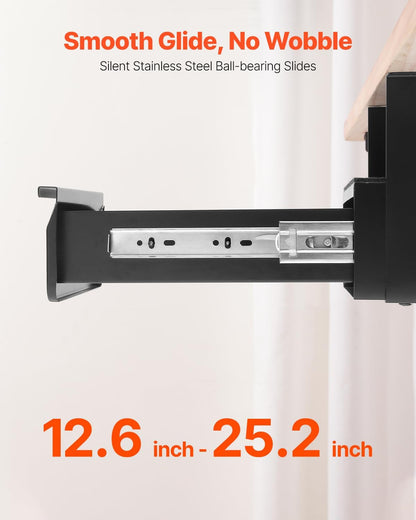 Under Desk Lockable Slide Out Drawer, 13 inch Under Desk Pull-out Drawer for Sit Stand Workstation, Secure Under Counter Drawers for Home Office Storage Organizer, Black