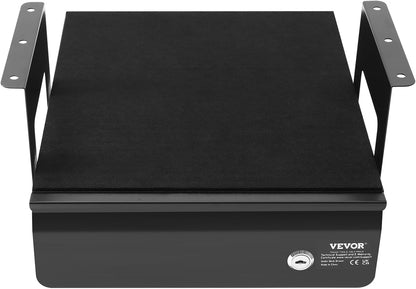 Under Desk Lockable Slide Out Drawer, 13 inch Under Desk Pull-out Drawer for Sit Stand Workstation, Secure Under Counter Drawers for Home Office Storage Organizer, Black