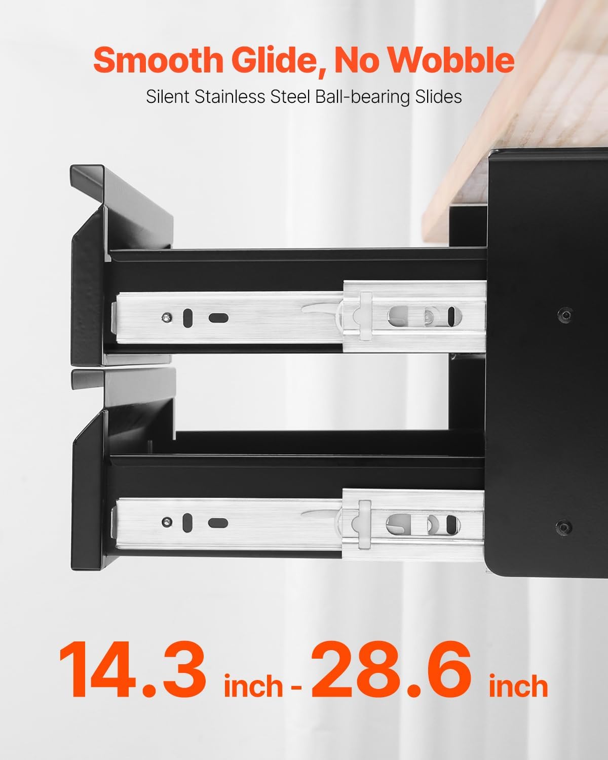 Under Desk Lockable Slide Out Drawer, 13 inch Under Desk Pull-out Drawer for Sit Stand Workstation, Secure Under Counter Drawers for Home Office Storage Organizer, Black