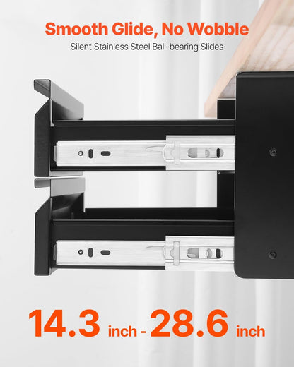 Under Desk Lockable Slide Out Drawer, 13 inch Under Desk Pull-out Drawer for Sit Stand Workstation, Secure Under Counter Drawers for Home Office Storage Organizer, Black