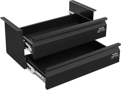 Under Desk Lockable Slide Out Drawer, 13 inch Under Desk Pull-out Drawer for Sit Stand Workstation, Secure Under Counter Drawers for Home Office Storage Organizer, Black