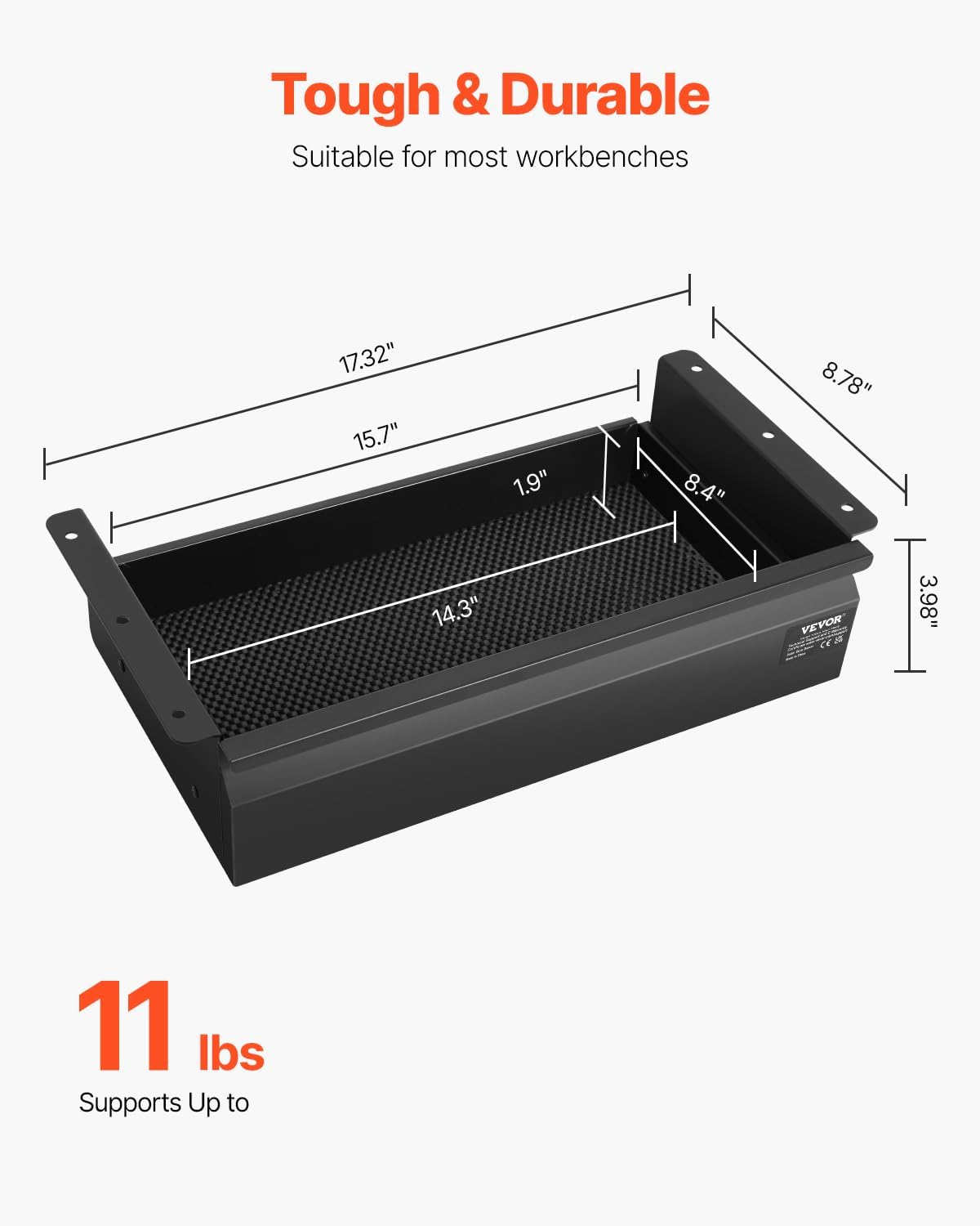 Under Desk Lockable Slide Out Drawer, 13 inch Under Desk Pull-out Drawer for Sit Stand Workstation, Secure Under Counter Drawers for Home Office Storage Organizer, Black