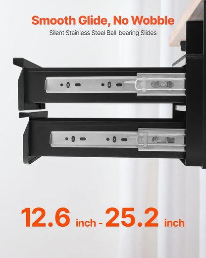 Under Desk Lockable Slide Out Drawer, 13 inch Under Desk Pull-out Drawer for Sit Stand Workstation, Secure Under Counter Drawers for Home Office Storage Organizer, Black