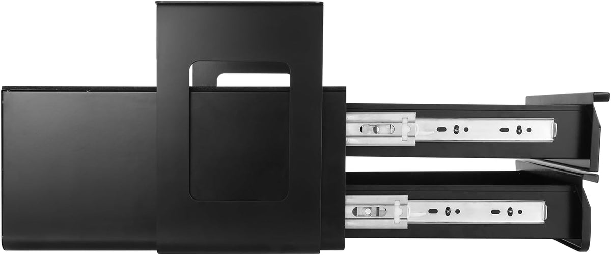Under Desk Lockable Slide Out Drawer, 13 inch Under Desk Pull-out Drawer for Sit Stand Workstation, Secure Under Counter Drawers for Home Office Storage Organizer, Black
