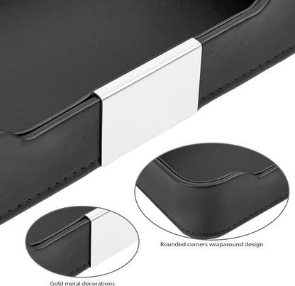 Luxury Leather Valet Tray Desktop Storage Organizer,Bedside Vanity Catchall Tray Nightstand Caddy Holder for Cosmetic,Jewelry,Watch,Keys,Phone,Wallet,Remote Controller,Pen,Black