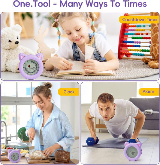 299 Minute Visual Timer for Kids, Cat Countdown Timer with Pause