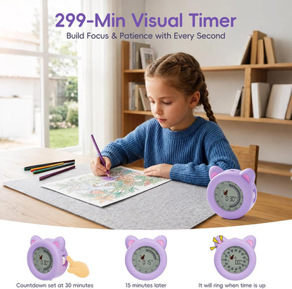 299 Minute Visual Timer for Kids, Cat Countdown Timer with Pause