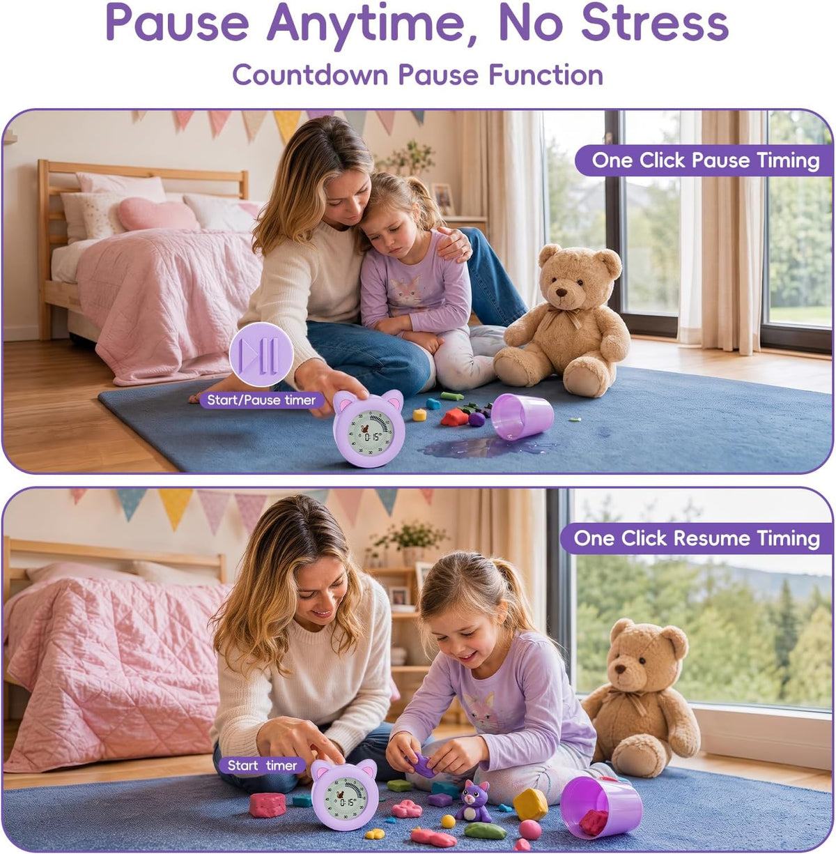 299 Minute Visual Timer for Kids, Cat Countdown Timer with Pause