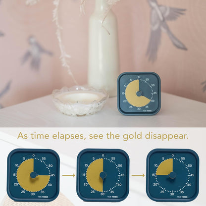 MOD - Home Edition - Individual Sized 60 Minute Visual Countdown Timer for ADHD, Adults, Students, and Pomodoro with Silent Operation (Metallic Midnight)