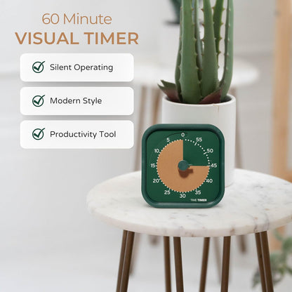 MOD - Home Edition - Individual Sized 60 Minute Visual Countdown Timer for ADHD, Adults, Students, and Pomodoro with Silent Operation (Metallic Midnight)