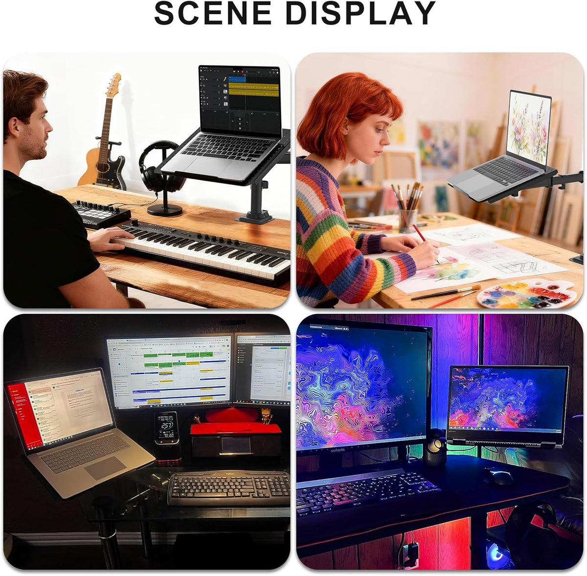 Adjustable Laptop Desk Mount for 17 inch Notebook or 32 inch Screen