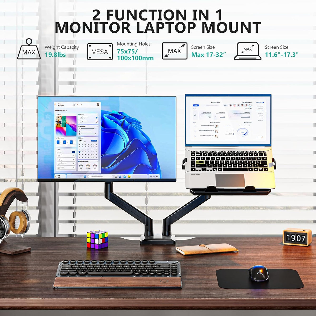 Adjustable Laptop Desk Mount for 17 inch Notebook or 32 inch Screen
