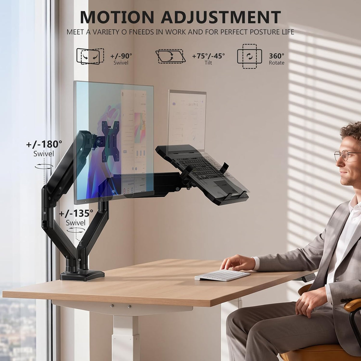 Adjustable Laptop Desk Mount for 17 inch Notebook or 32 inch Screen