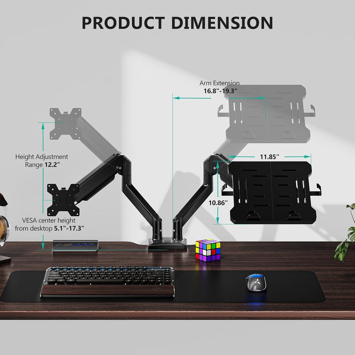 Adjustable Laptop Desk Mount for 17 inch Notebook or 32 inch Screen