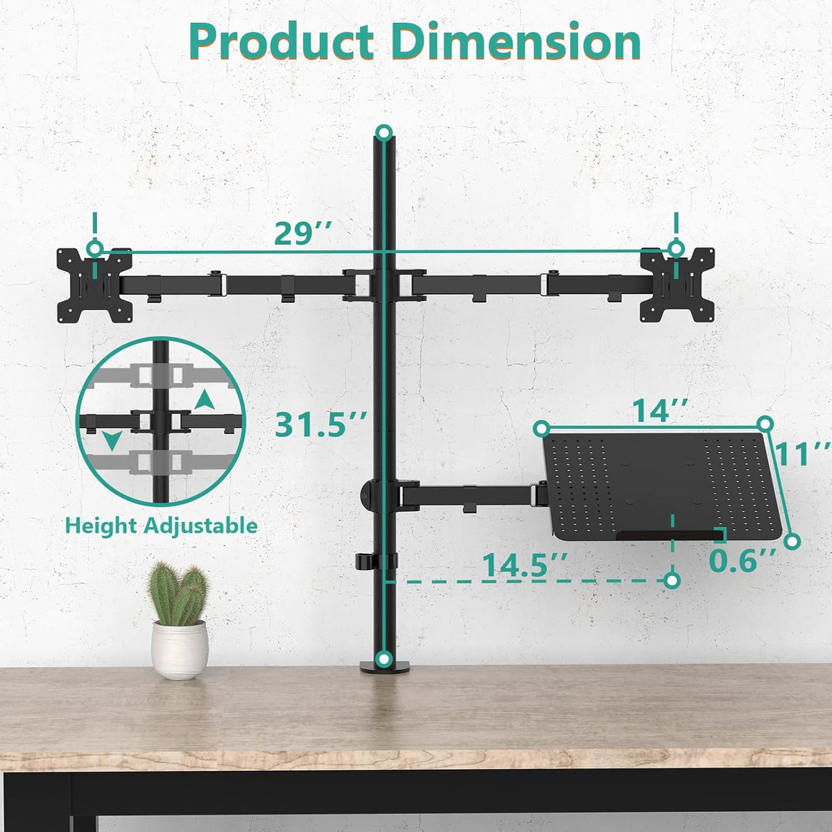 Adjustable Laptop Desk Mount for 17 inch Notebook or 32 inch Screen