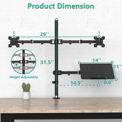Adjustable Laptop Desk Mount for 17 inch Notebook or 32 inch Screen