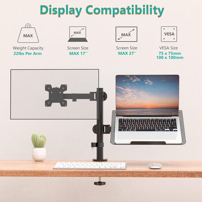 Adjustable Laptop Desk Mount for 17 inch Notebook or 32 inch Screen