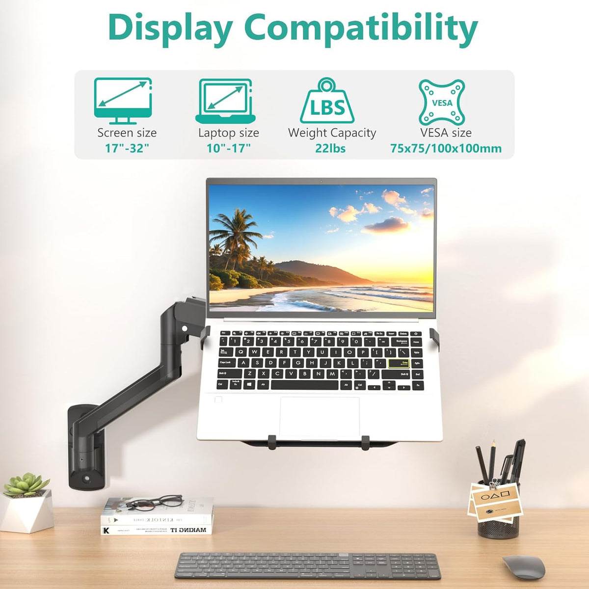 Adjustable Laptop Desk Mount for 17 inch Notebook or 32 inch Screen