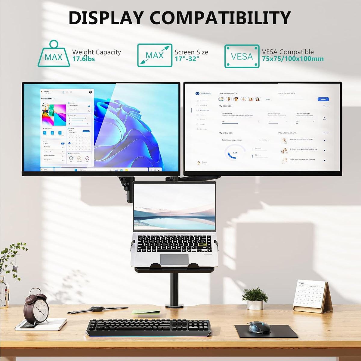 Adjustable Laptop Desk Mount for 17 inch Notebook or 32 inch Screen