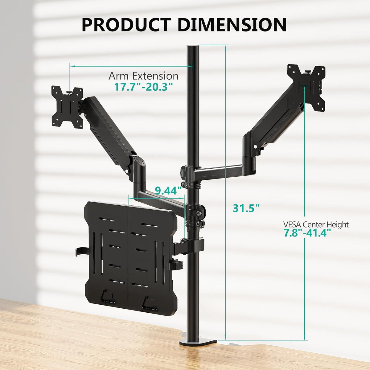 Adjustable Laptop Desk Mount for 17 inch Notebook or 32 inch Screen