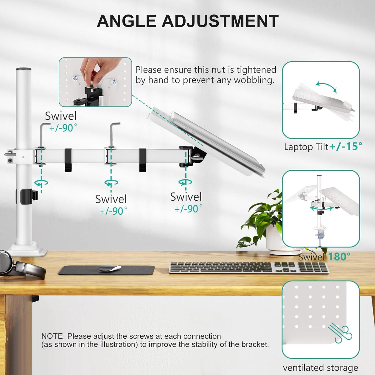 Adjustable Laptop Desk Mount for 17 inch Notebook or 32 inch Screen