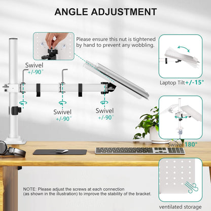 Adjustable Laptop Desk Mount for 17 inch Notebook or 32 inch Screen