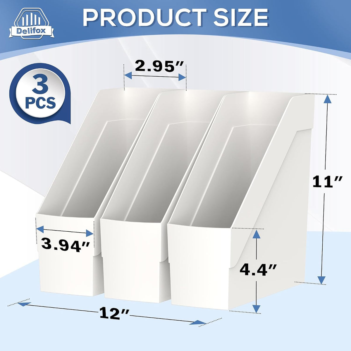 3 Pack Magazine Rack, Plastic File Folder Bin Desk Organizer, White