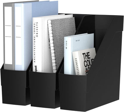 3 Pack Magazine Rack, Plastic File Folder Bin Desk Organizer, White