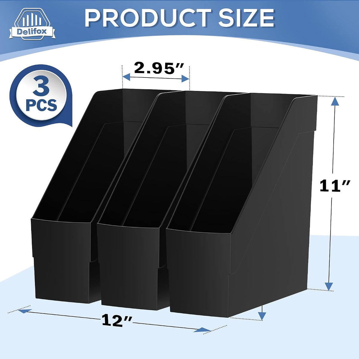 3 Pack Magazine Rack, Plastic File Folder Bin Desk Organizer, White
