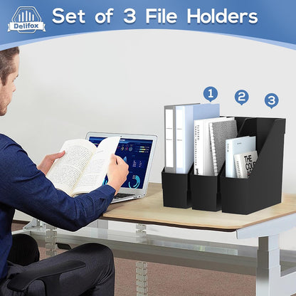 3 Pack Magazine Rack, Plastic File Folder Bin Desk Organizer, White