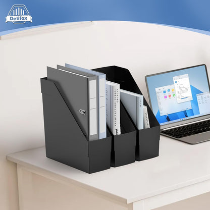 3 Pack Magazine Rack, Plastic File Folder Bin Desk Organizer, White