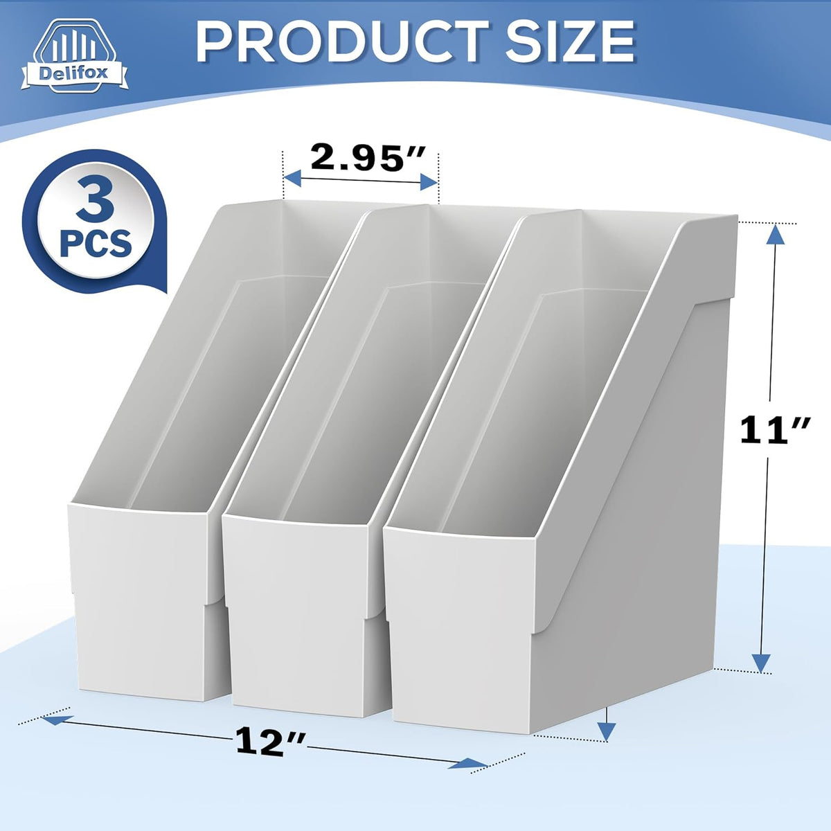 3 Pack Magazine Rack, Plastic File Folder Bin Desk Organizer, White