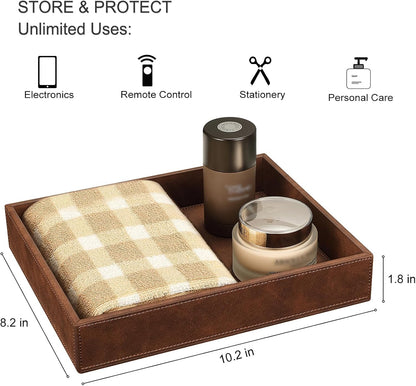 Valet Tray Desk Organizer PU Leather Catchall
