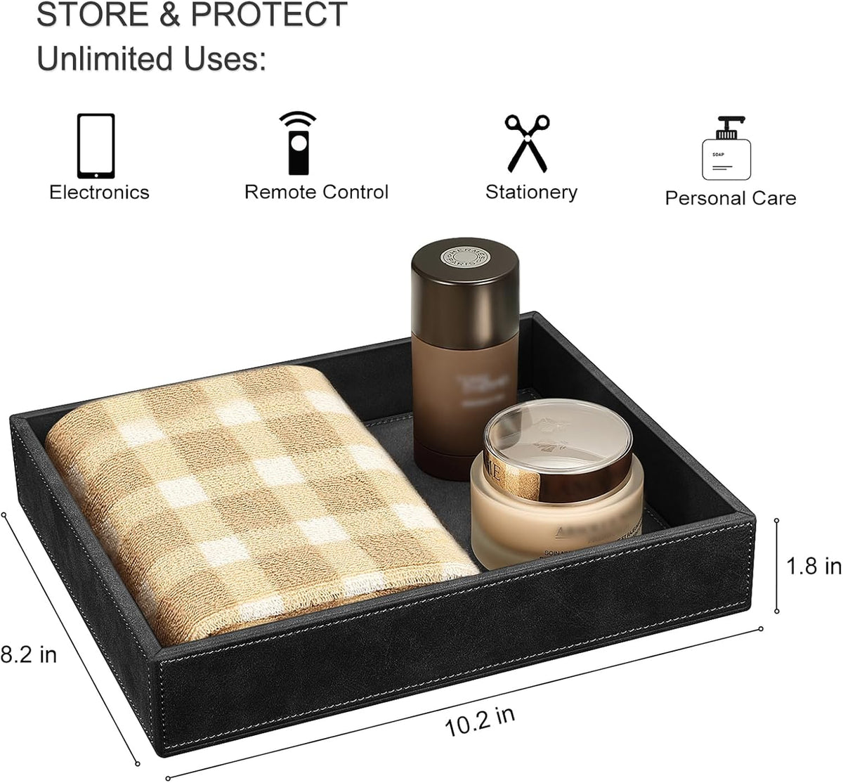 Valet Tray Desk Organizer PU Leather Catchall