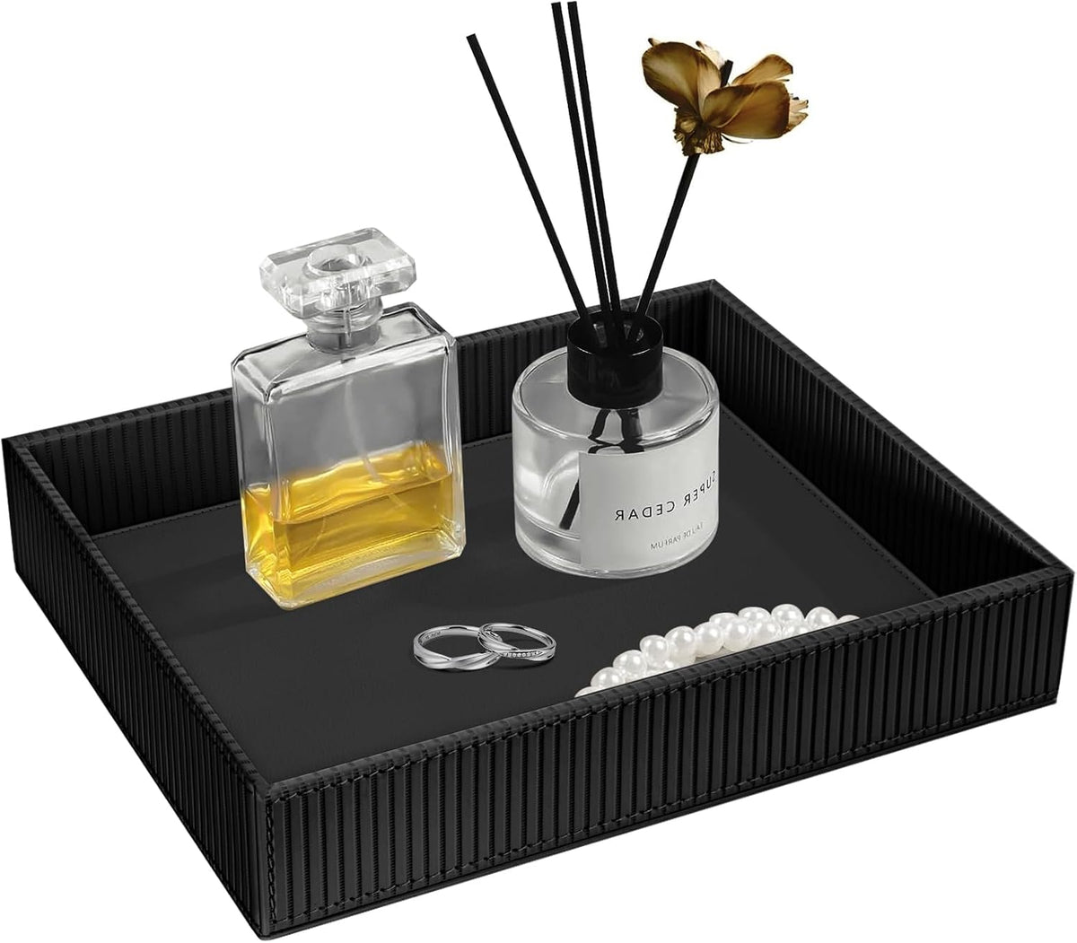 Valet Tray Desk Organizer PU Leather Catchall