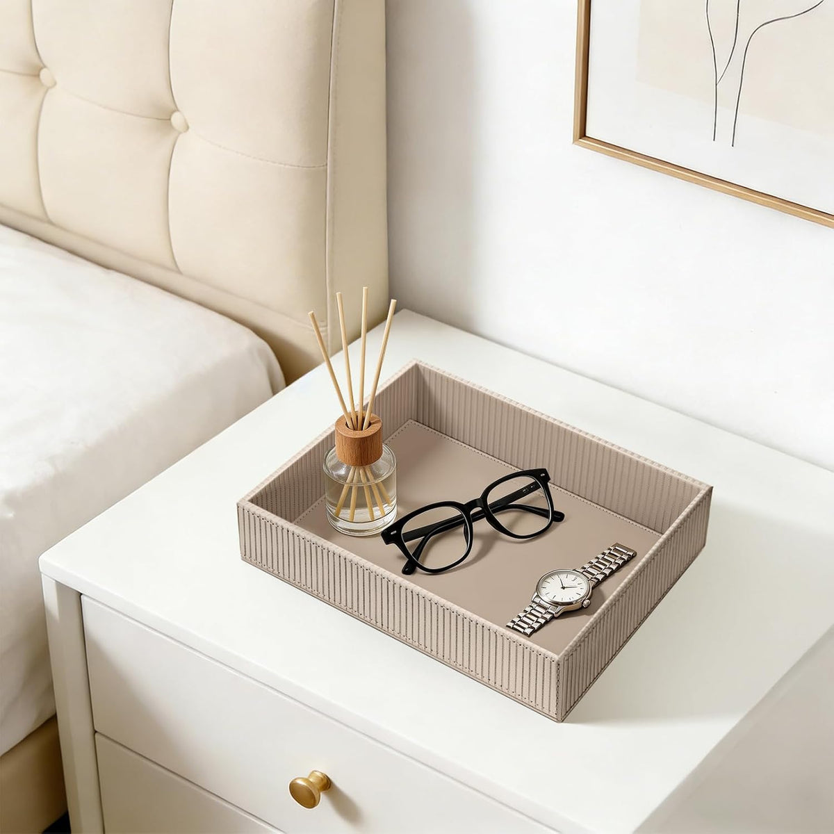 Valet Tray Desk Organizer PU Leather Catchall